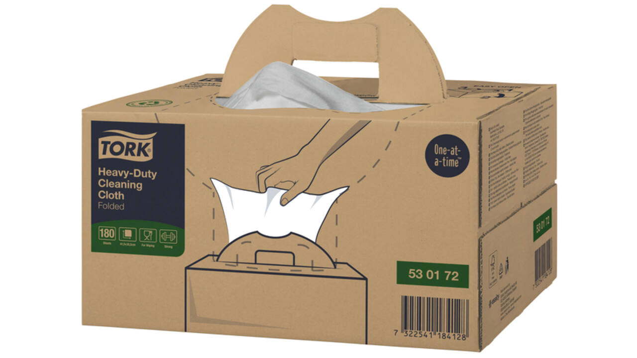Reinigingsdoek Tork W7 Premium Heavy-Duty dispenserdoos 1-laags 180 vel wit 530172