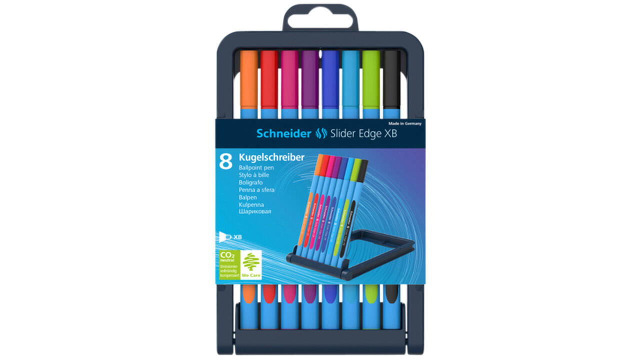 Balpen Schneider Slider Edge extra breed assorti etui à 8 stuks