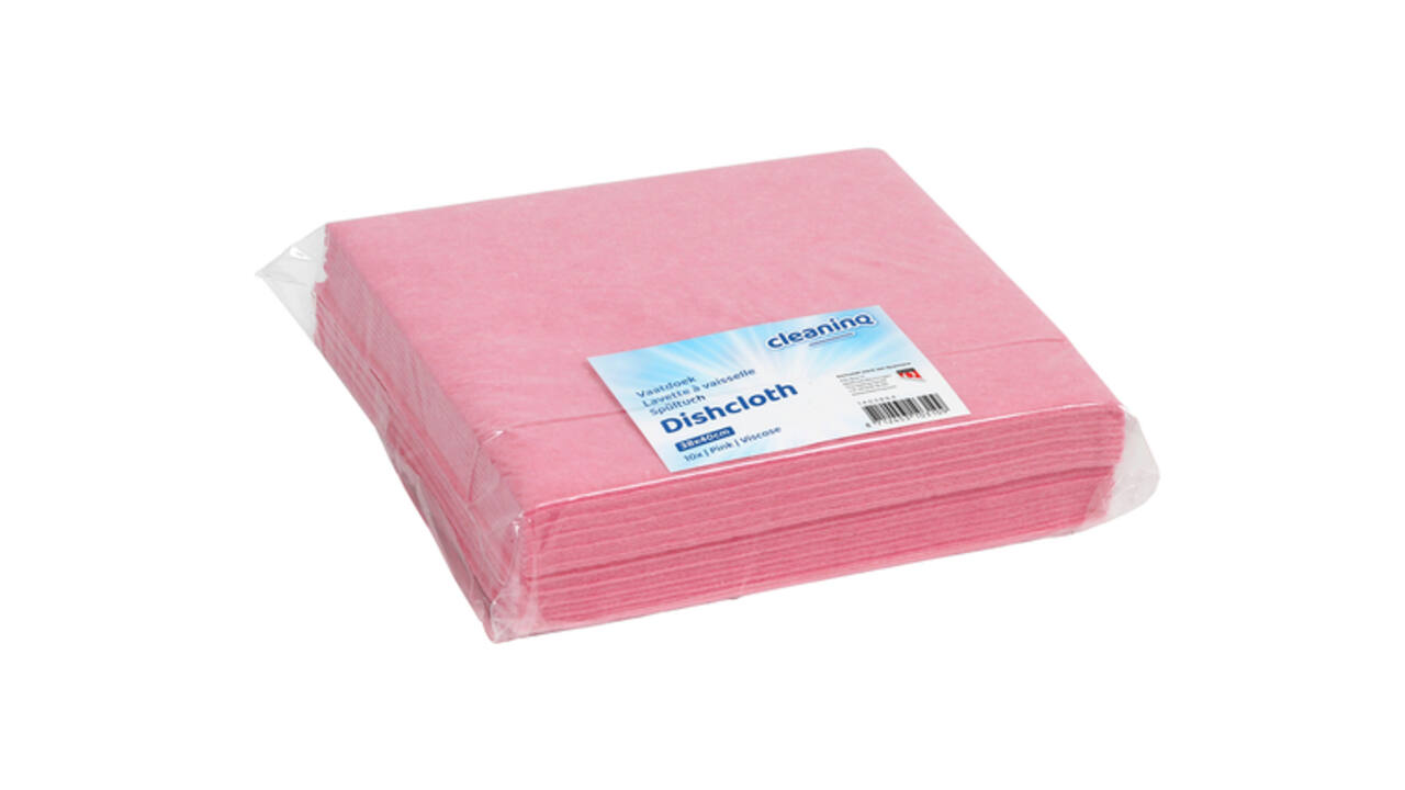 Werkdoek Cleaninq viscose 38x40cm roze 10 stuks