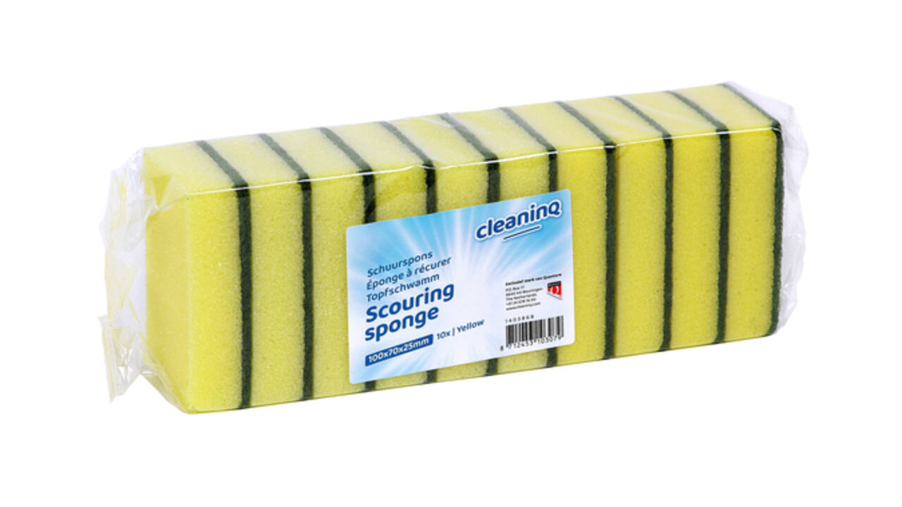 Schuurspons Cleaninq geel/groen 100x70x25mm 10 stuks