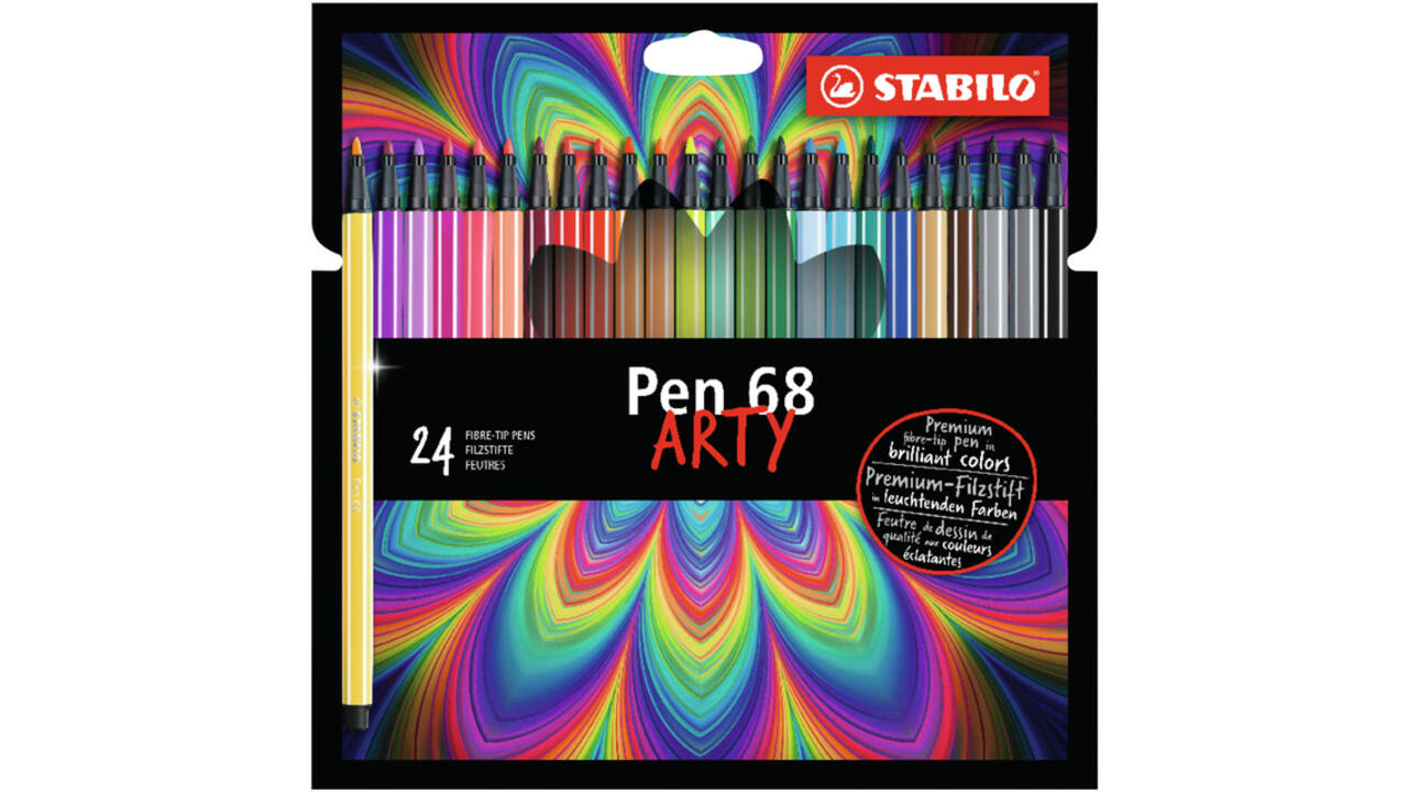 Viltstift STABILO Pen 68/24 Arty medium assorti etui à 24 stuks