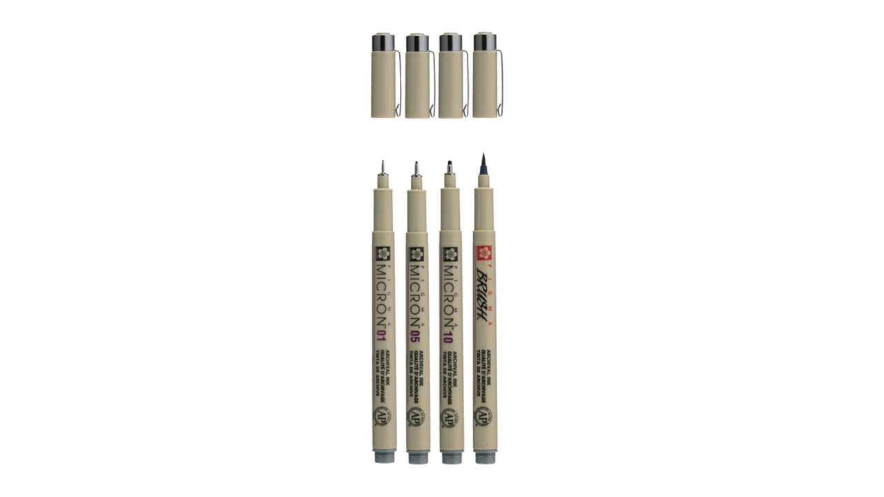 Fineliner Sakura Pigma Micron koelgrijs set 4 maten