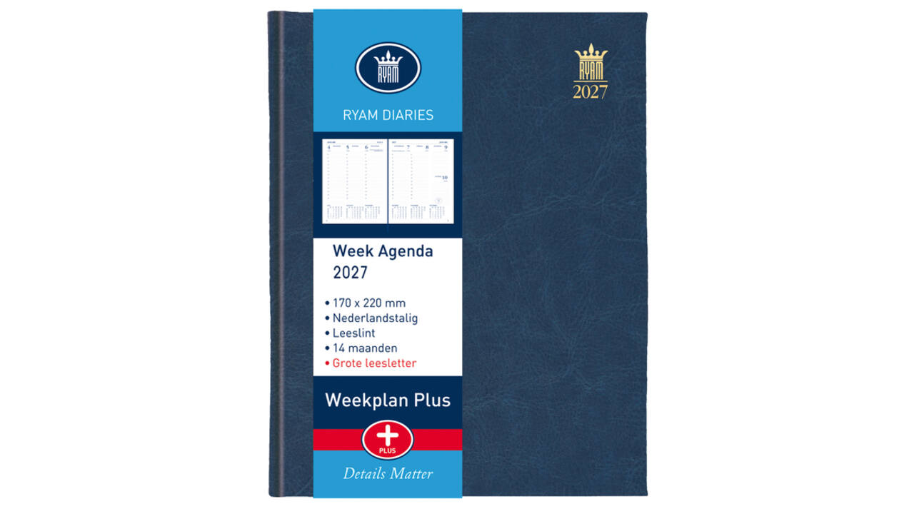 Agenda 2027 Ryam Weekplan Plus Mundior groot letter 7dagen/2pagina's assorti