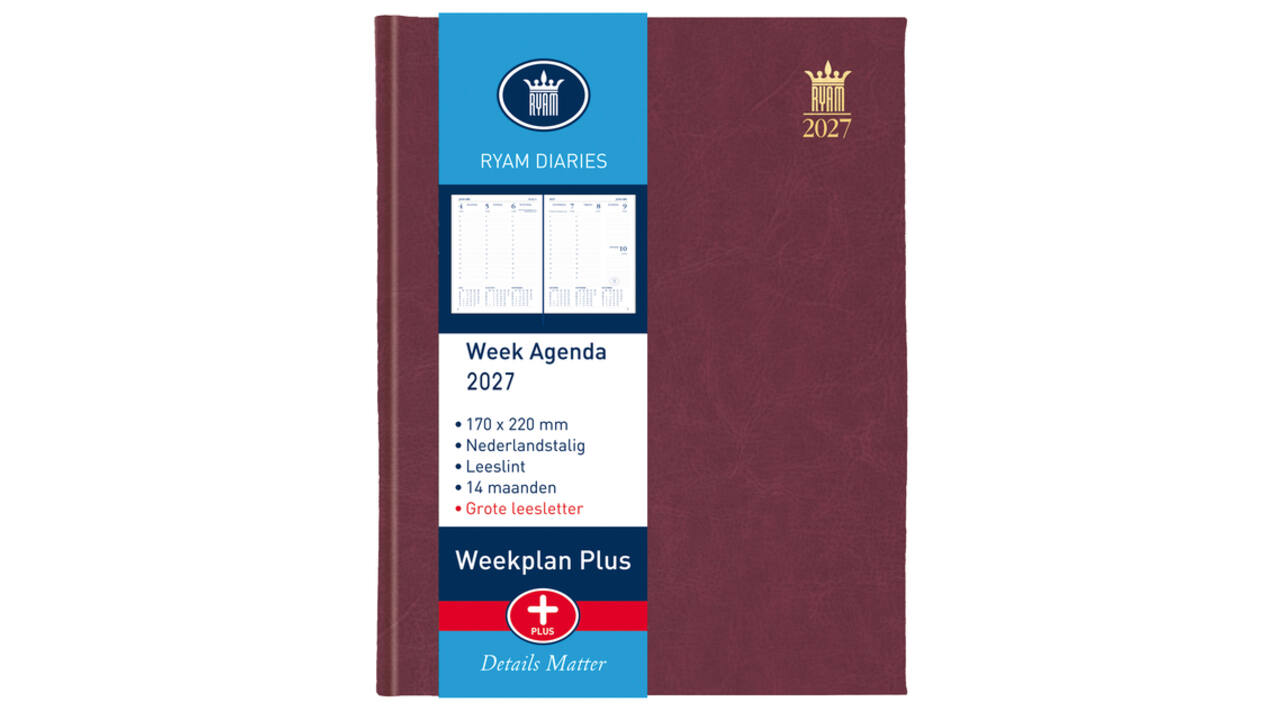 Agenda 2027 Ryam Weekplan Plus Mundior groot letter 7dagen/2pagina's assorti