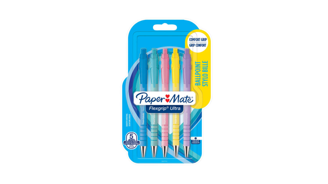 Balpen Paper Mate Flexgrip Ultra pastel medium assorti blister à 5st