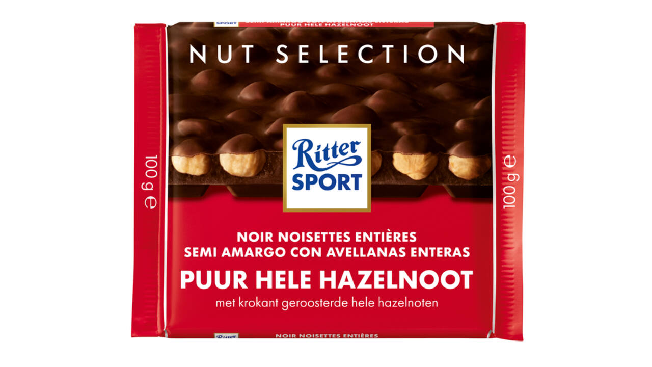 Chocolade Ritter Sport puur-hele hazelnoot 100gr