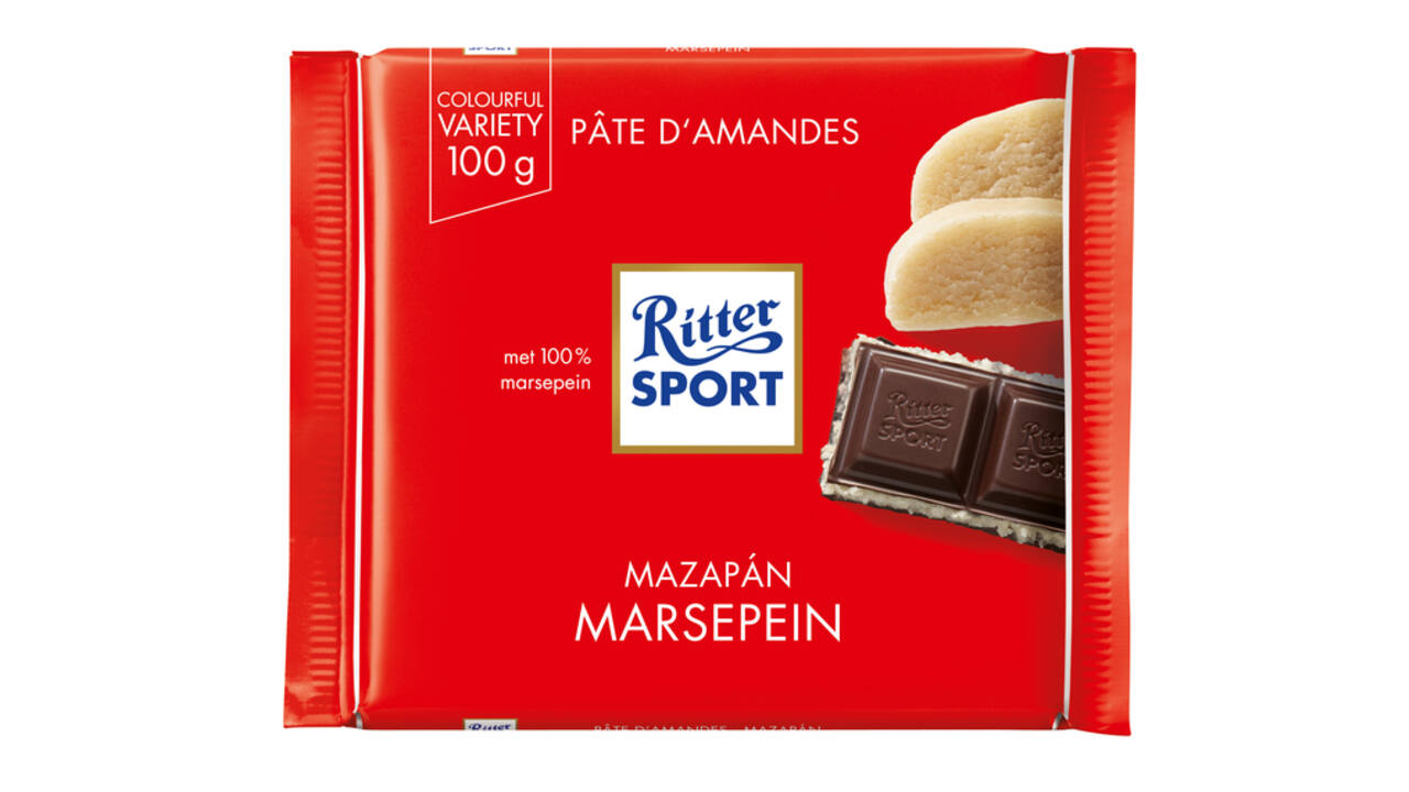 Chocolade Ritter Sport puur-marsepein 100gr