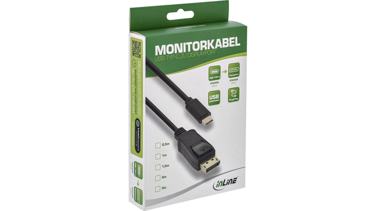 Kabel inLine USB-C Displayport 3.1 4K M/M 2 meter zwart