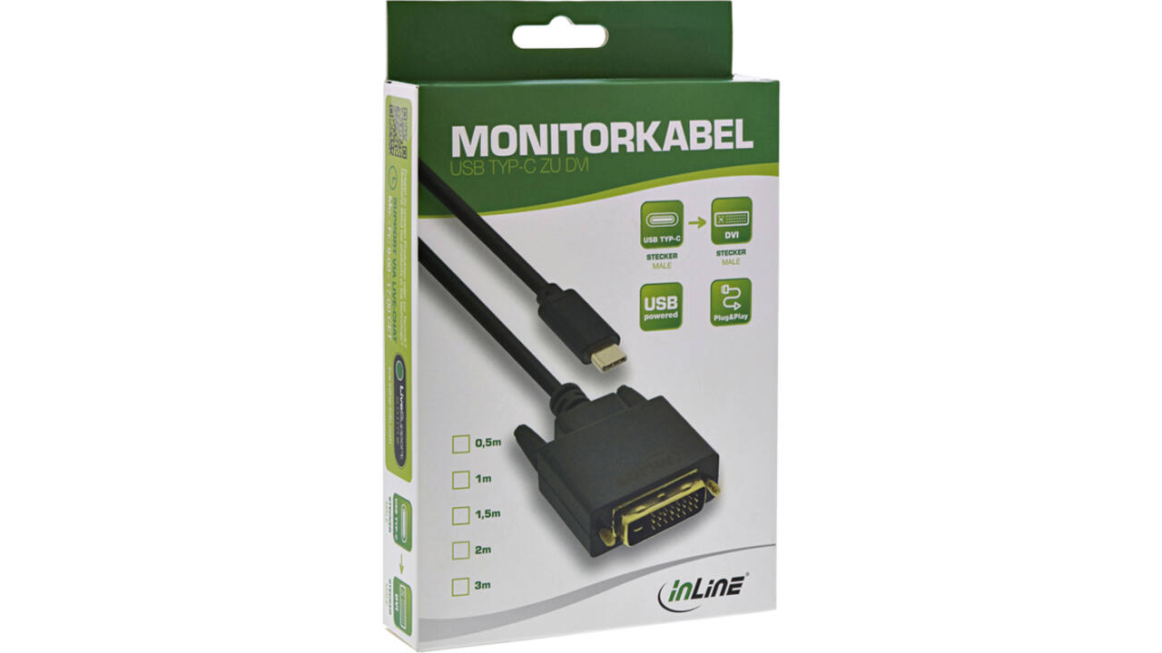 Kabel inLine USB-C DVI 24+1 3.1 1080P M/M 2 meter zwart