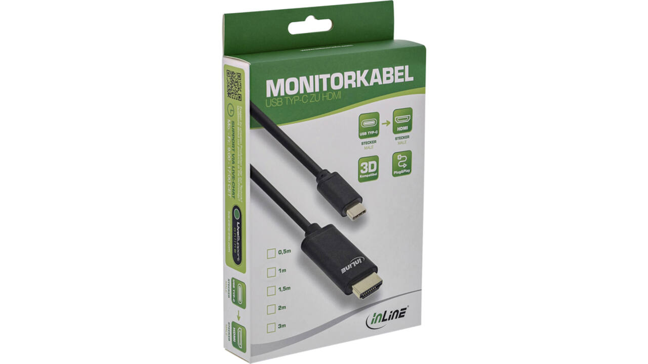 Kabel inLine USB-C HDMI 3.1 2.0 4K M/M 2 meter zwart
