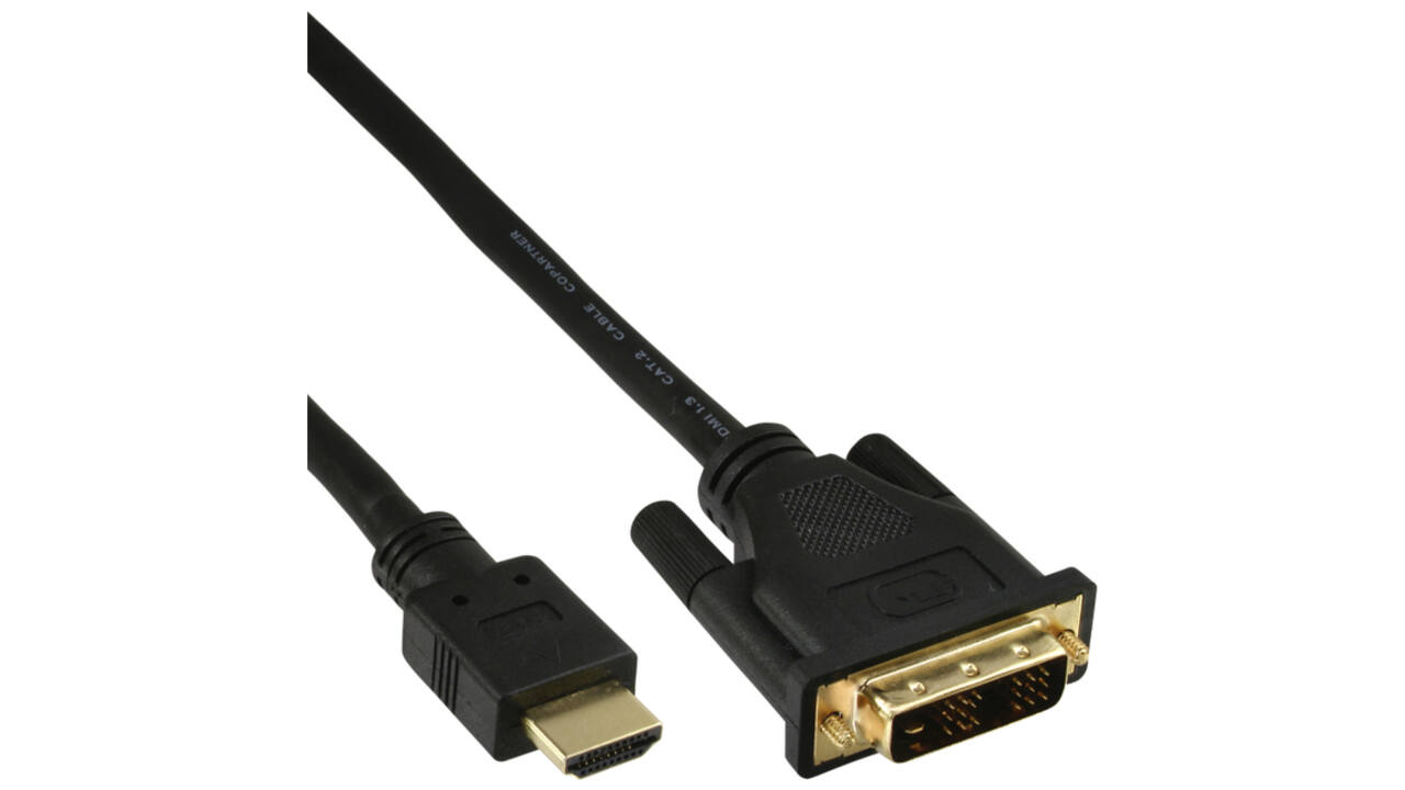 Kabel inLine HDMI DVI 18+1 pin M/M 2 meter zwart