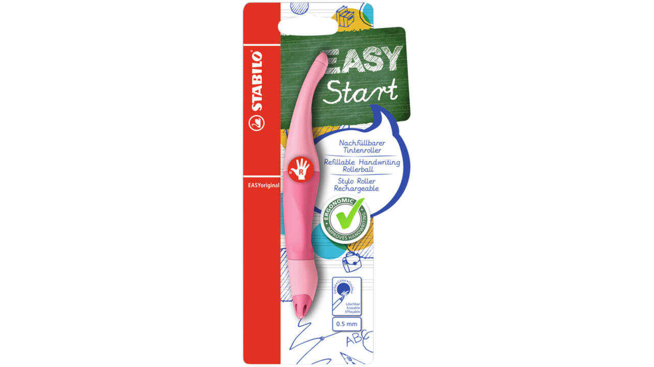 Rollerpen STABILO Easyoriginal  rechts M pastel poederroze blister