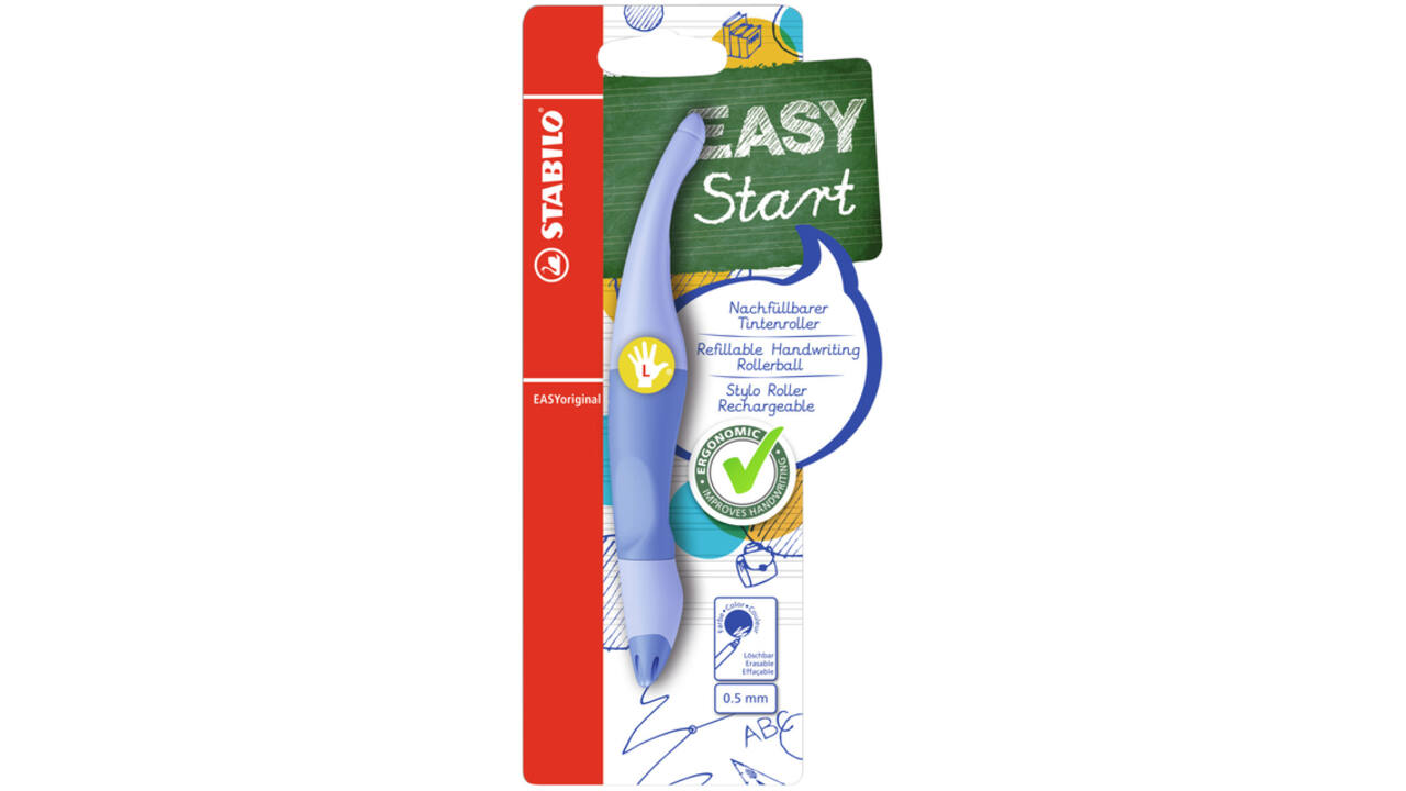 Rollerpen STABILO Easyoriginal  linksh M pastel luchtig blauw blister