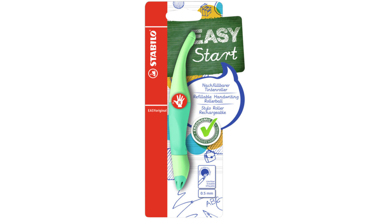 Rollerpen STABILO Easyoriginal  rechts M pastel vleugje mint blister