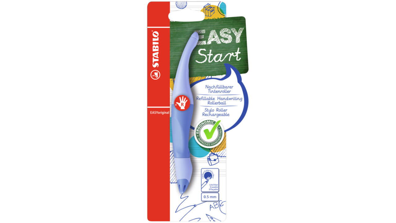 Rollerpen STABILO Easyoriginal  rechts M pastel luchtig blauw blister