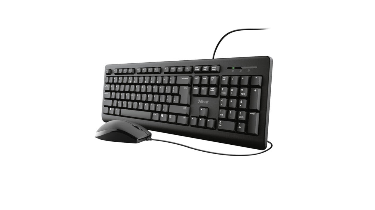 Toetsenbord Trust Primo + muis QWERTY zwart