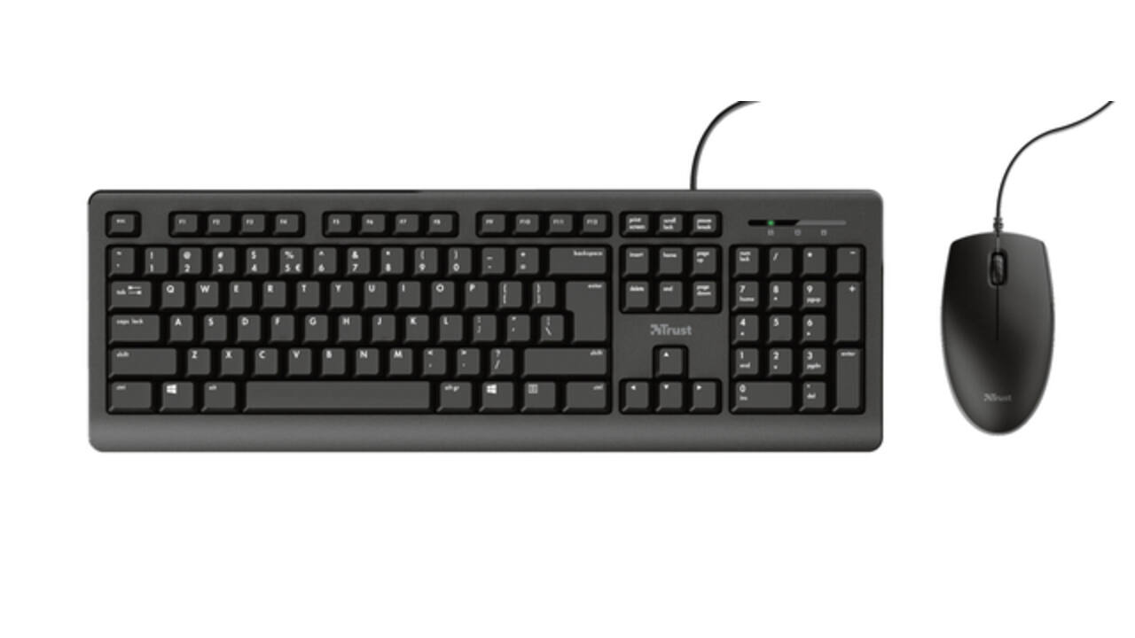 Toetsenbord Trust Primo + muis QWERTY zwart