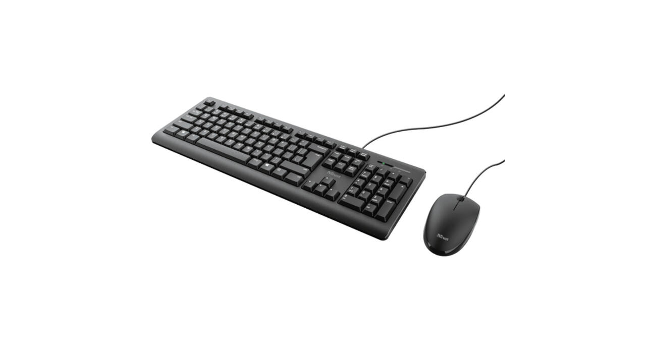Toetsenbord Trust Primo + muis QWERTY zwart