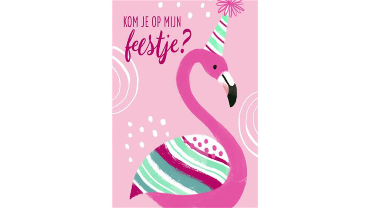 Wenskaart Hallmark uitnodiging flamingo pak à 5 stuks