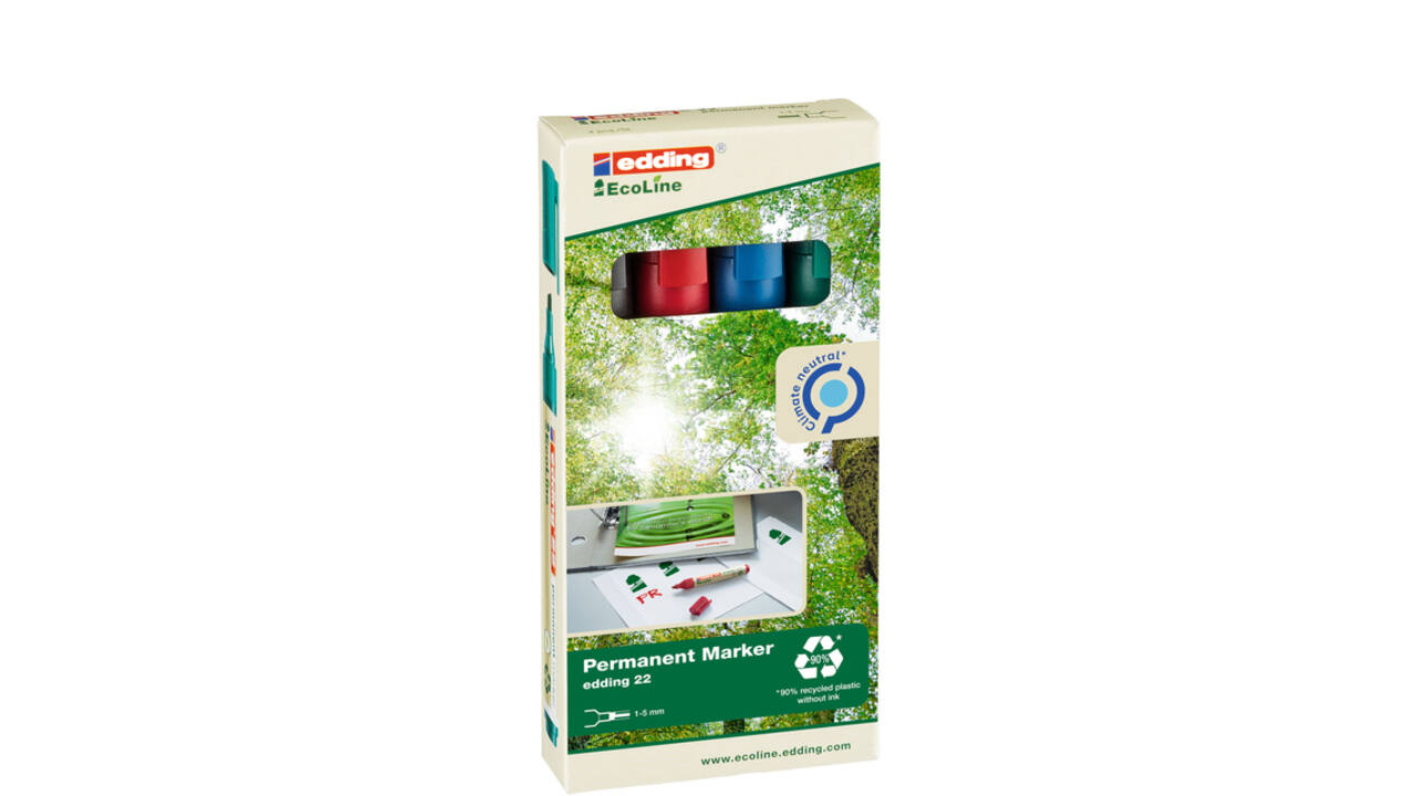 Viltstift edding 22 Ecoline schuin assorti set à 4 stuks