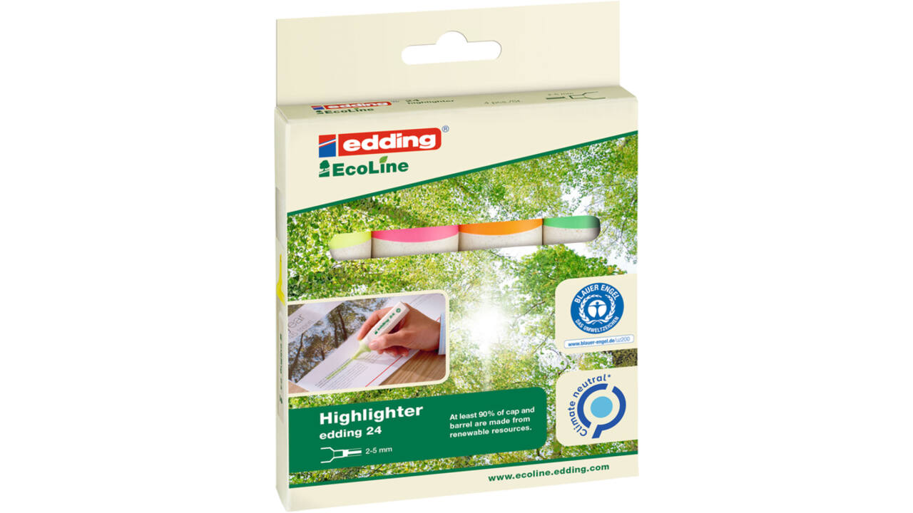 Markeerstift edding 24 EcoLine assorti set à 4 stuks