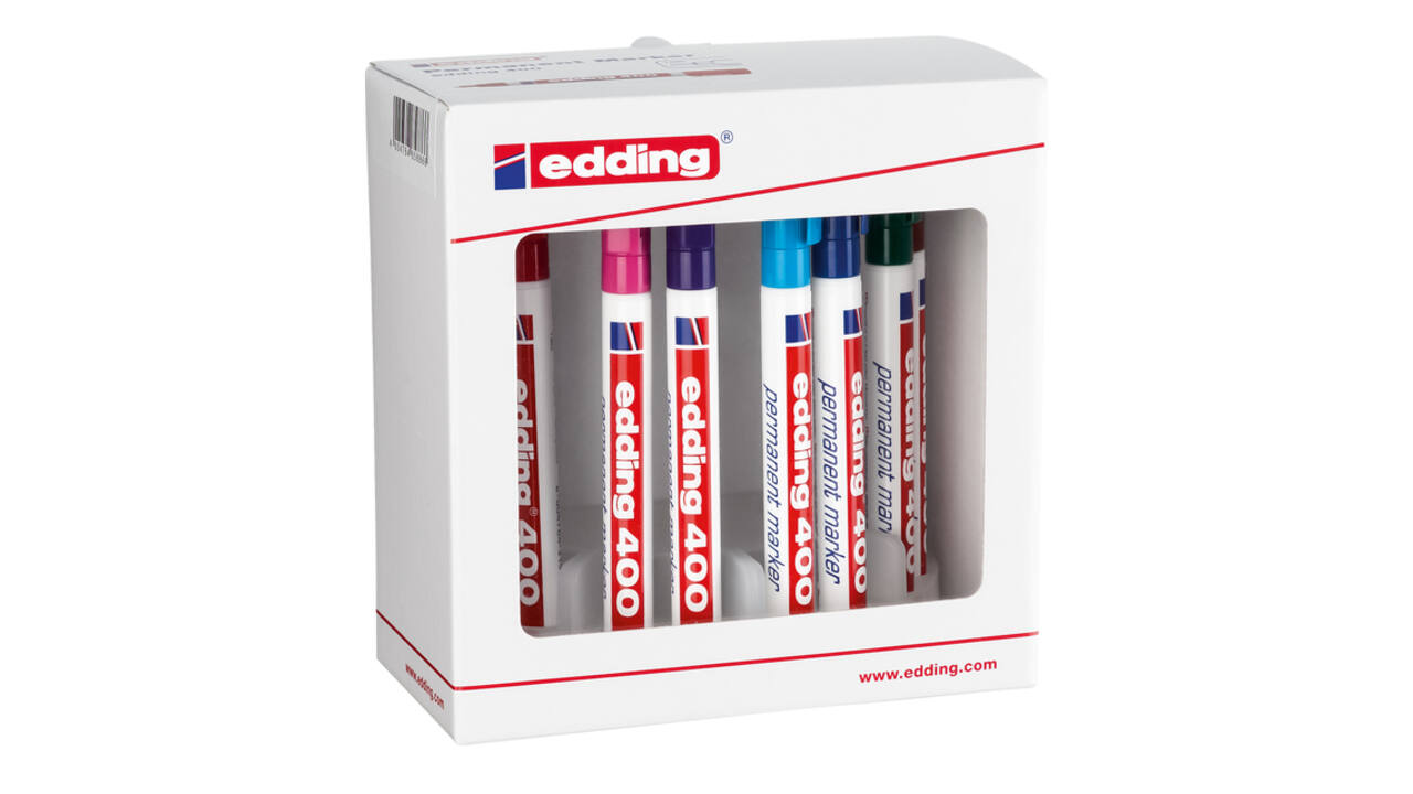 Viltstift edding 400 rond 1mm met houder assorti set à 10 stuks