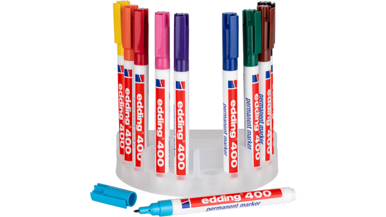 Viltstift edding 400 rond 1mm met houder assorti set à 10 stuks