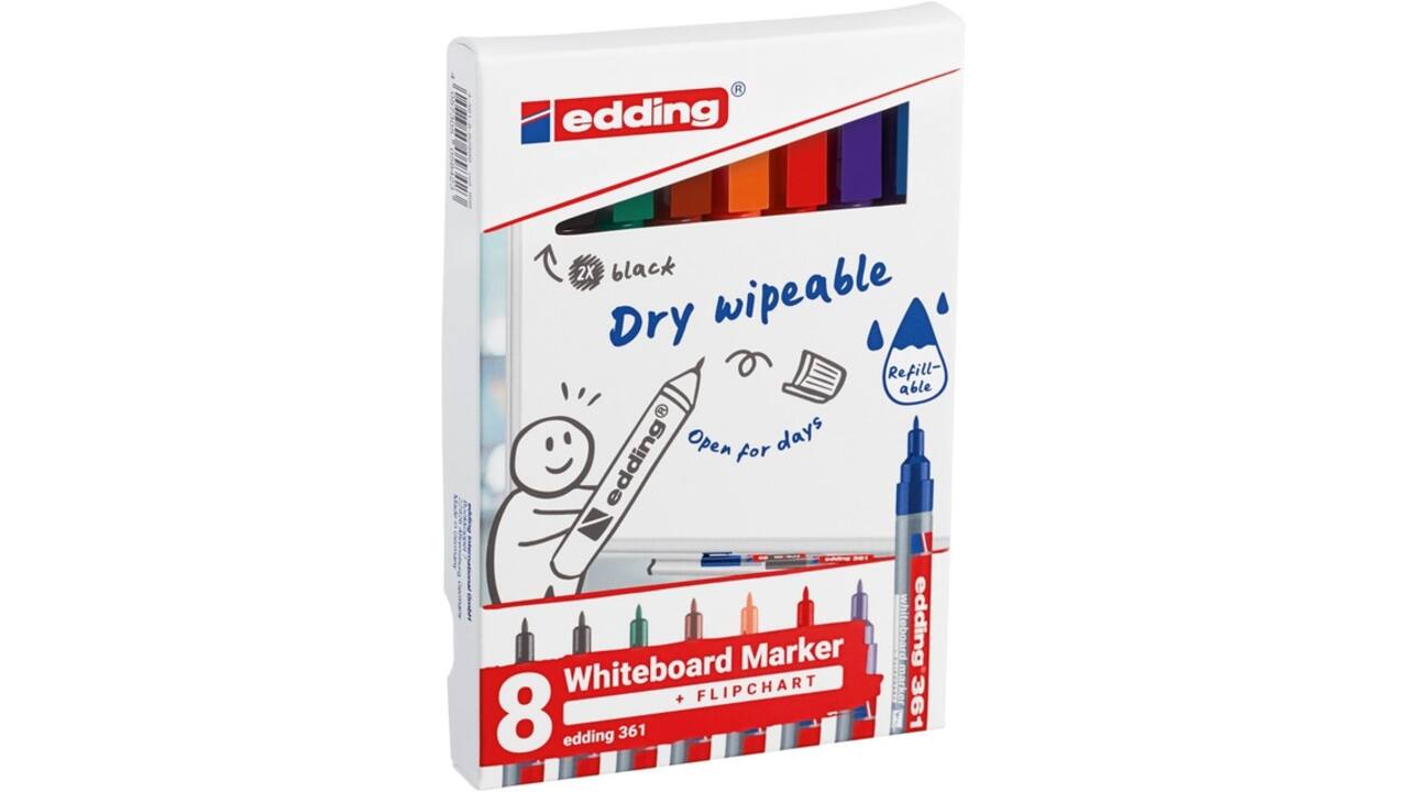 Whiteboardmarker edding 361 rond 1mm assorti 8 stuks