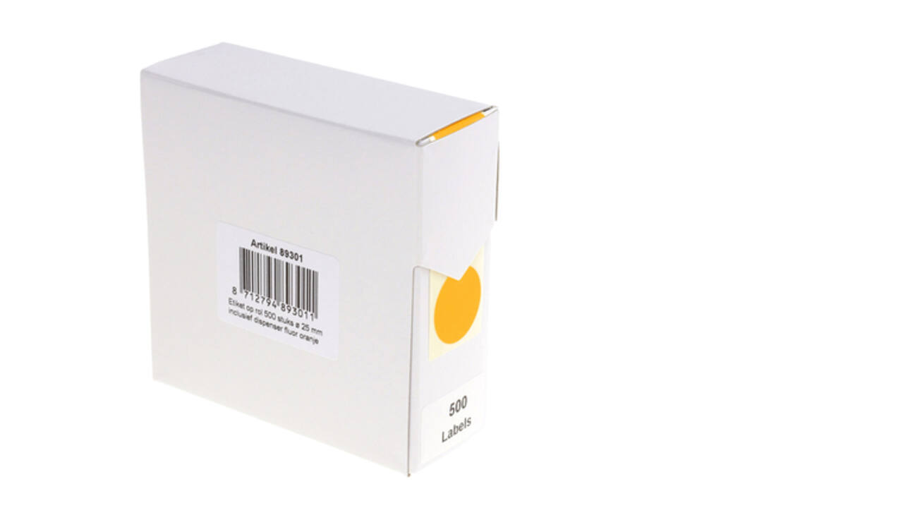 Etiket rillprint 25mm 500st op rol fluor oranje