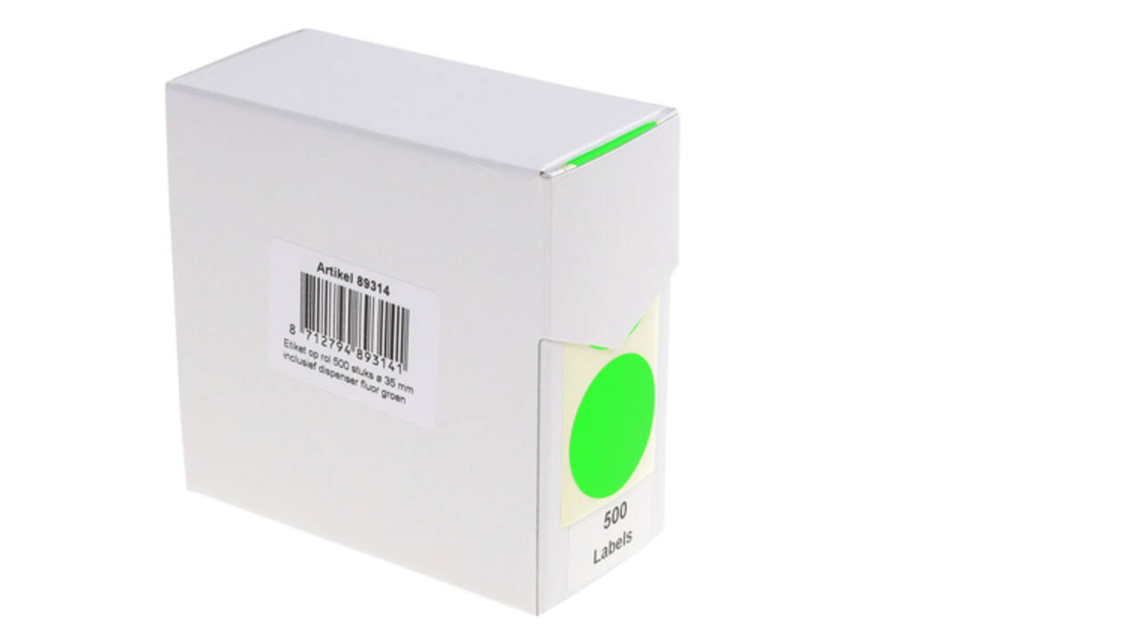 Etiket rillprint 35mm 500st op rol fluor groen