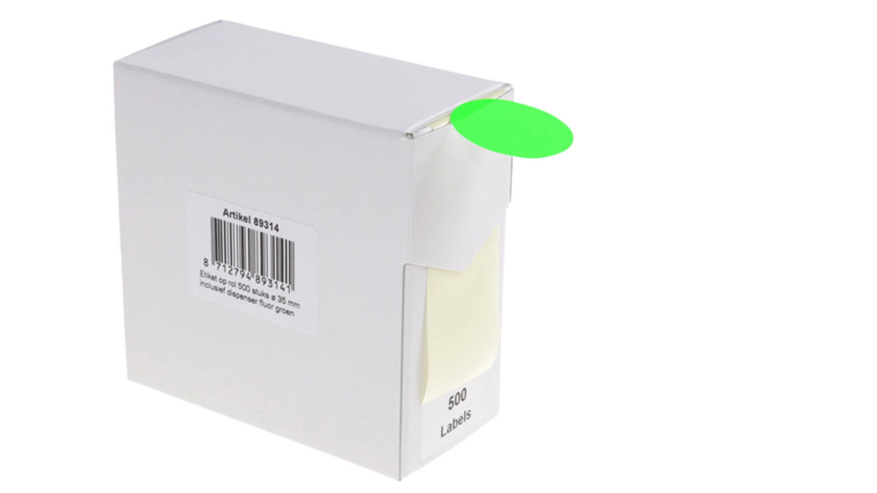 Etiket rillprint 35mm 500st op rol fluor groen