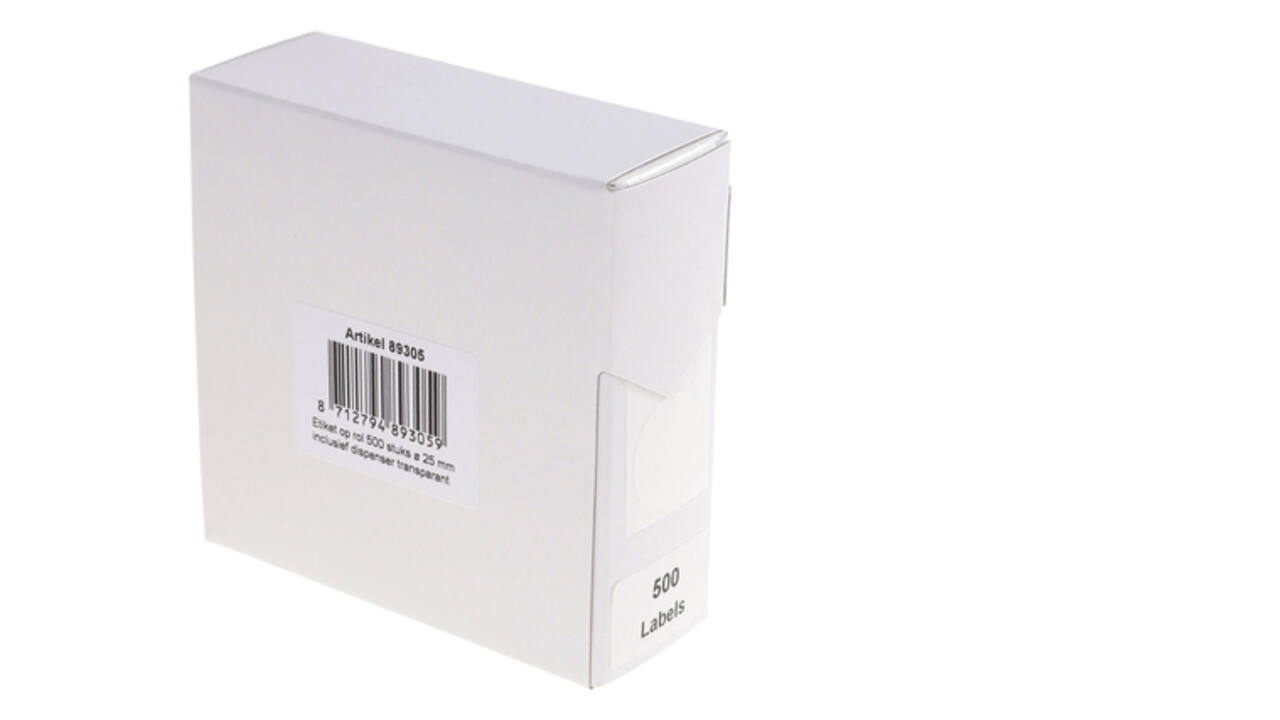 Etiket rillprint 25mm 500st op rol transparant