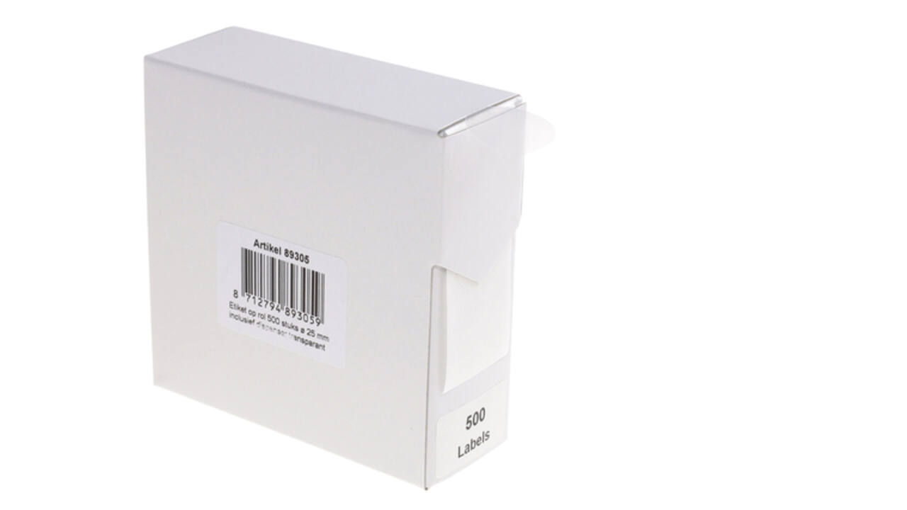 Etiket rillprint 25mm 500st op rol transparant