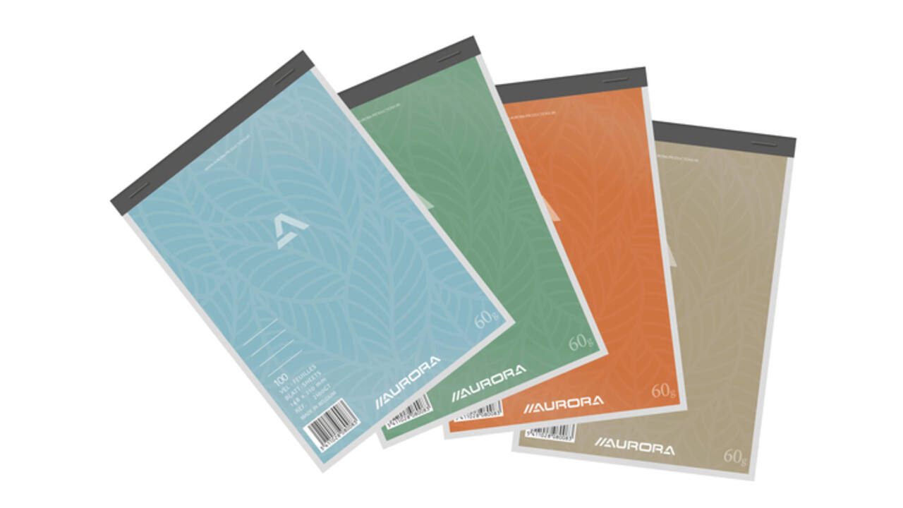 Schrijfblok Aurora A5 lijn 100 vel 60gr assorti