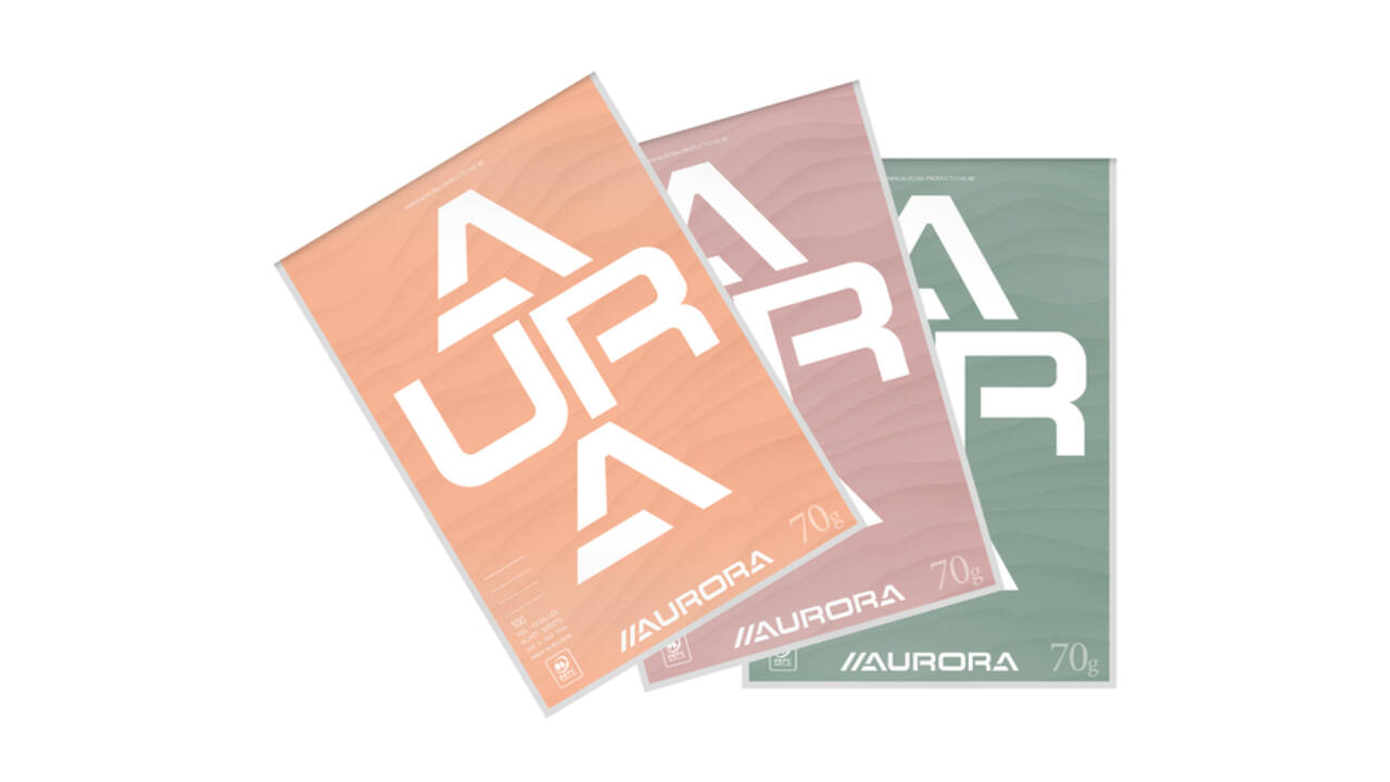 Schrijfblok Aurora A4 lijn 100 vel 70gr assorti