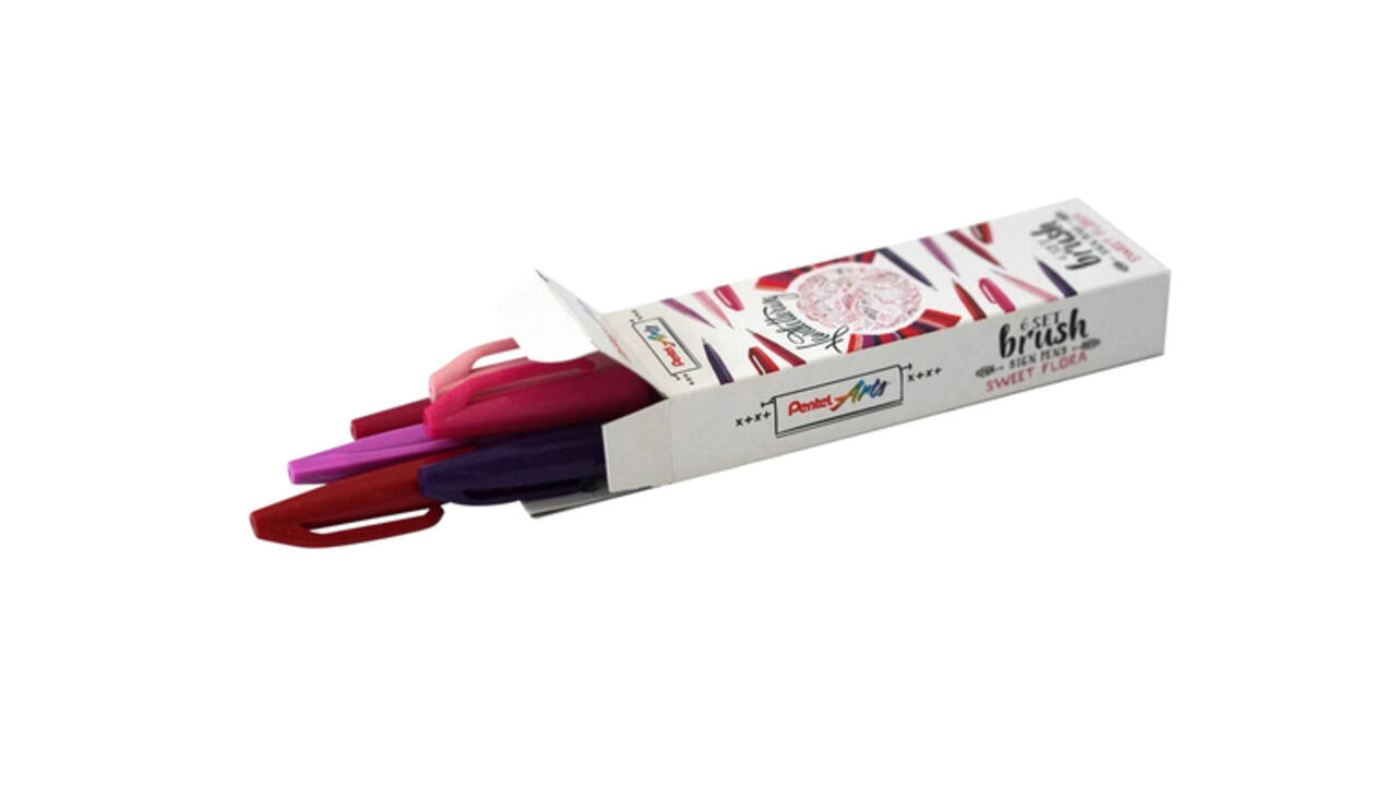 Brushpen Pentel Sign SES15C Sweet Flora assorti 6 stuks