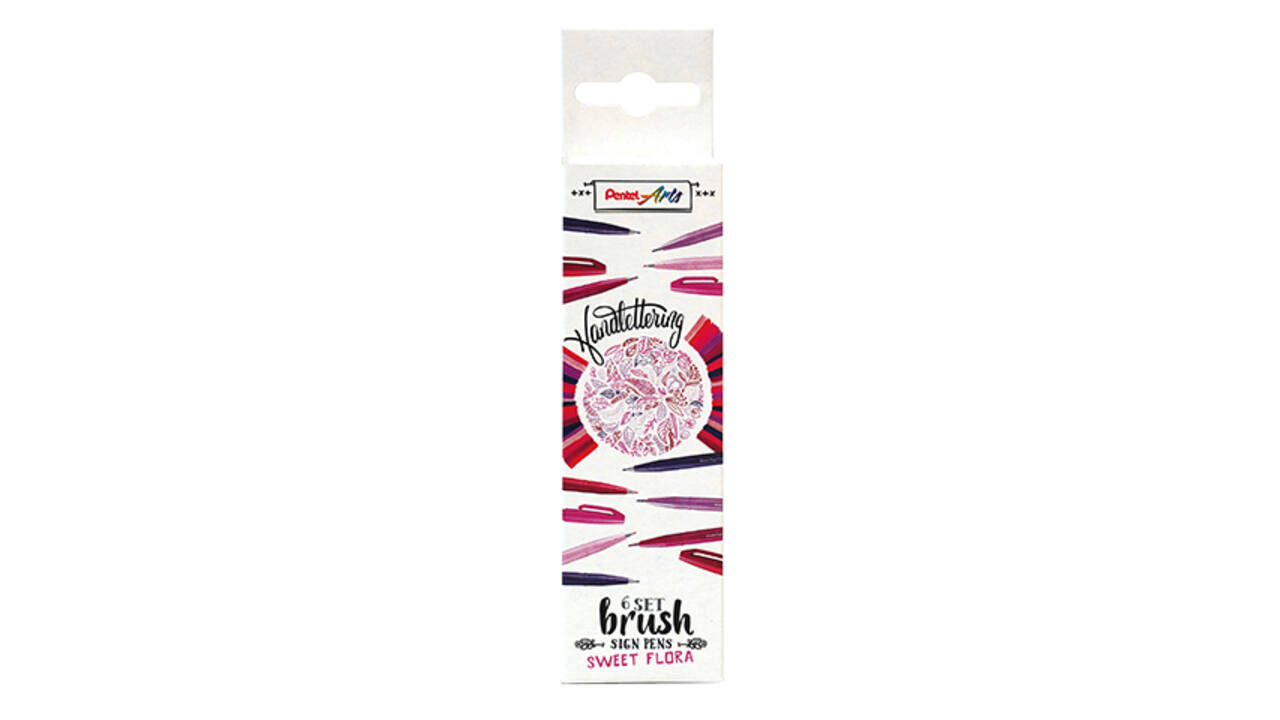 Brushpen Pentel Sign SES15C Sweet Flora assorti 6 stuks