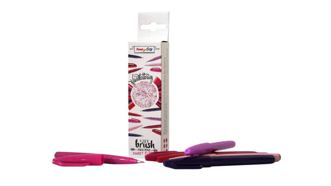Brushpen Pentel Sign SES15C Sweet Flora assorti 6 stuks