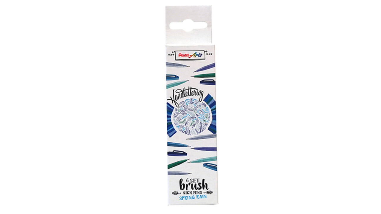 Brushpen Pentel Sign SES15C Spring Rain assorti 6 stuks