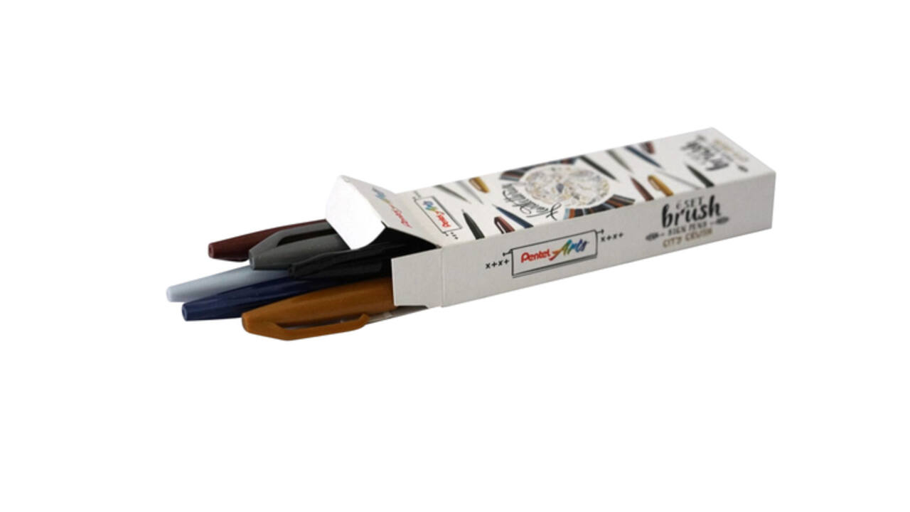Brushpen Pentel Sign SES15C City Crush assorti 6 stuks
