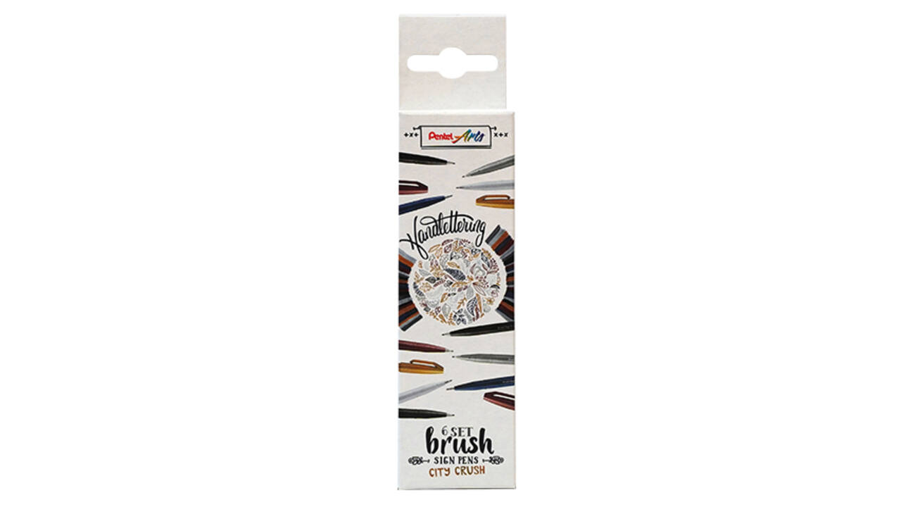 Brushpen Pentel Sign SES15C City Crush assorti 6 stuks