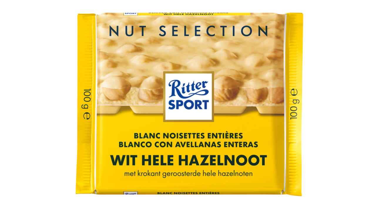 Chocolade Ritter Sport wit-hele hazelnoot 100gr
