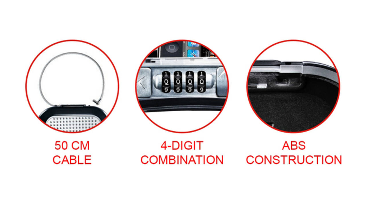 Draagbare kluis MasterLock Safe space met combinatieslot en kabel donkergrijs
