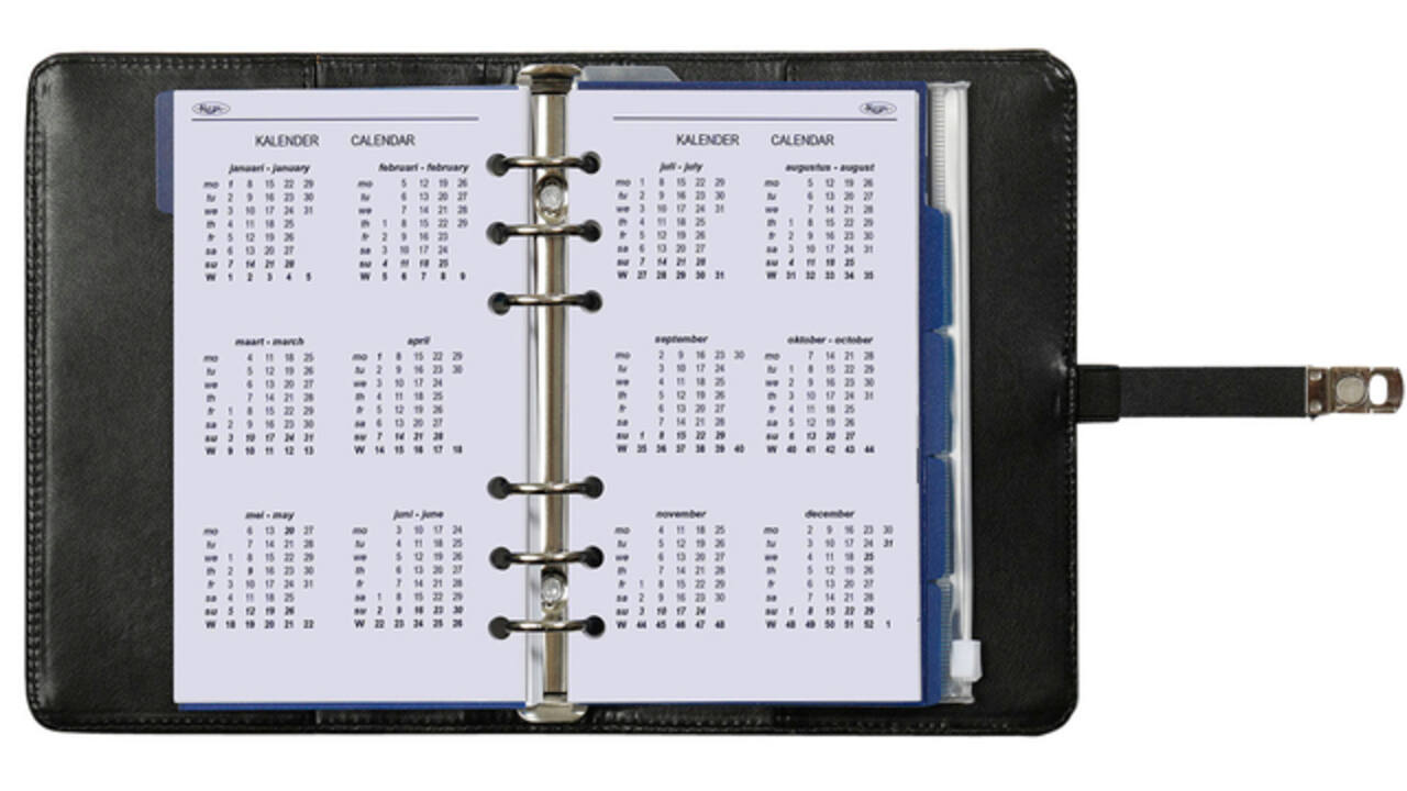 Organizer Kalpa Personal inclusief agenda 2026-2027 7dagen/2pagina's bloemenzee zwart