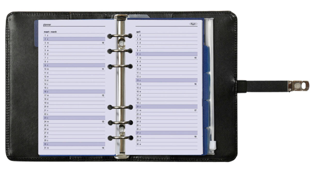 Organizer Kalpa Personal inclusief agenda 2026-2027 7dagen/2pagina's bloemenzee zwart