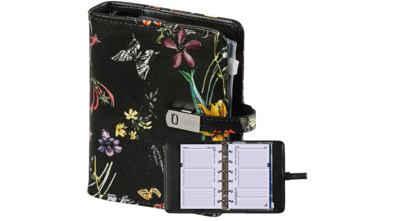 Organizer Kalpa Pocket inclusief agenda 2026-2027 7dagen/2pagina's bloemenzee zwart