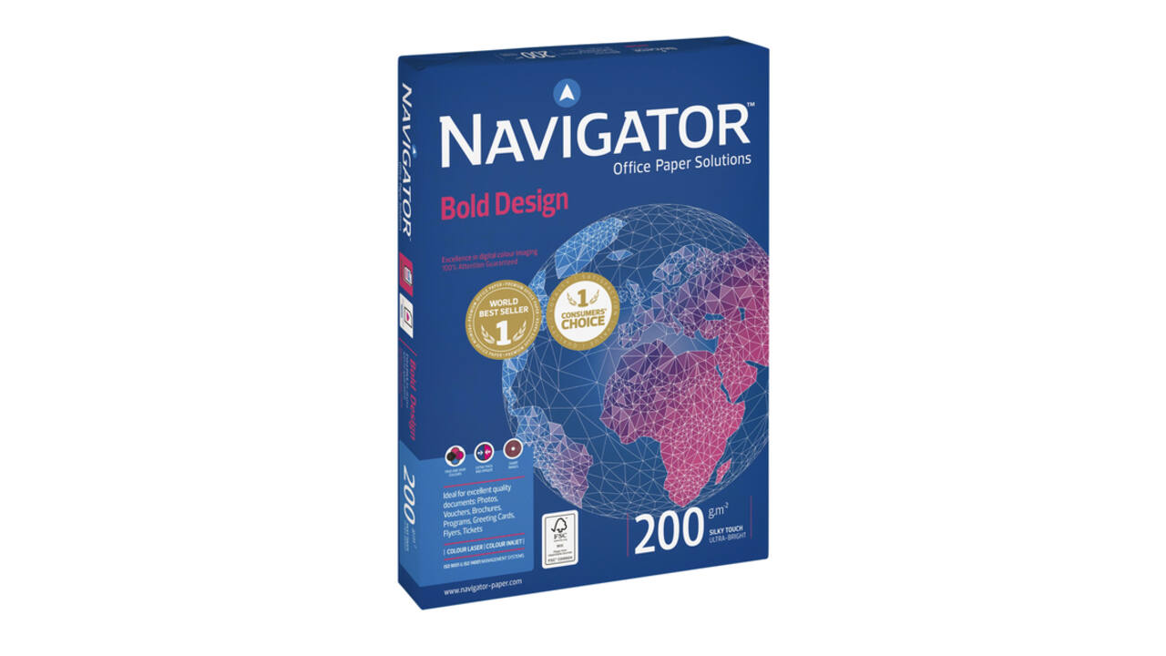 Kopieerpapier Navigator Bold Design A4 200gr wit 150 vel