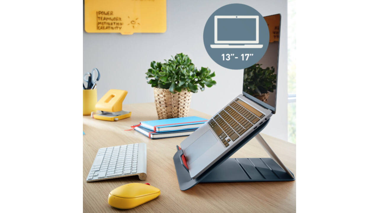 Laptopstandaard Leitz Ergo Cosy verstelbaar recyled grijs