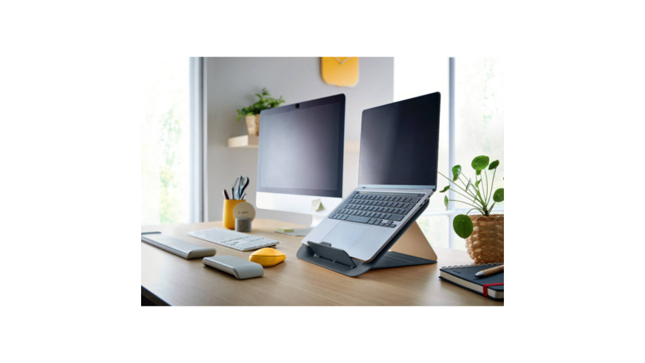Laptopstandaard Leitz Ergo Cosy verstelbaar recyled grijs