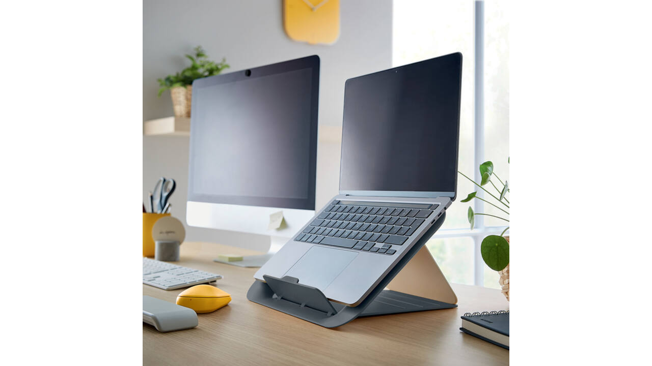 Laptopstandaard Leitz Ergo Cosy verstelbaar recyled grijs